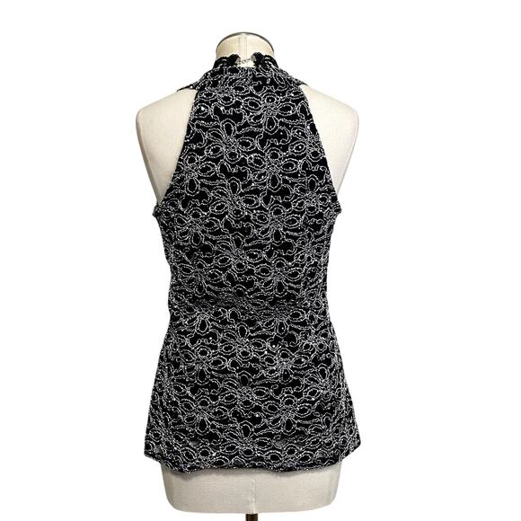 Y2K 90's Vintage Whimsygoth Dark Fairy Floral Sparkle Faux Wrap Top - Picture 10 of 13